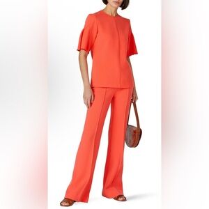 Victoria Victoria Beckham Women’s Coral Flounce Hem Sleeve Top Size 6